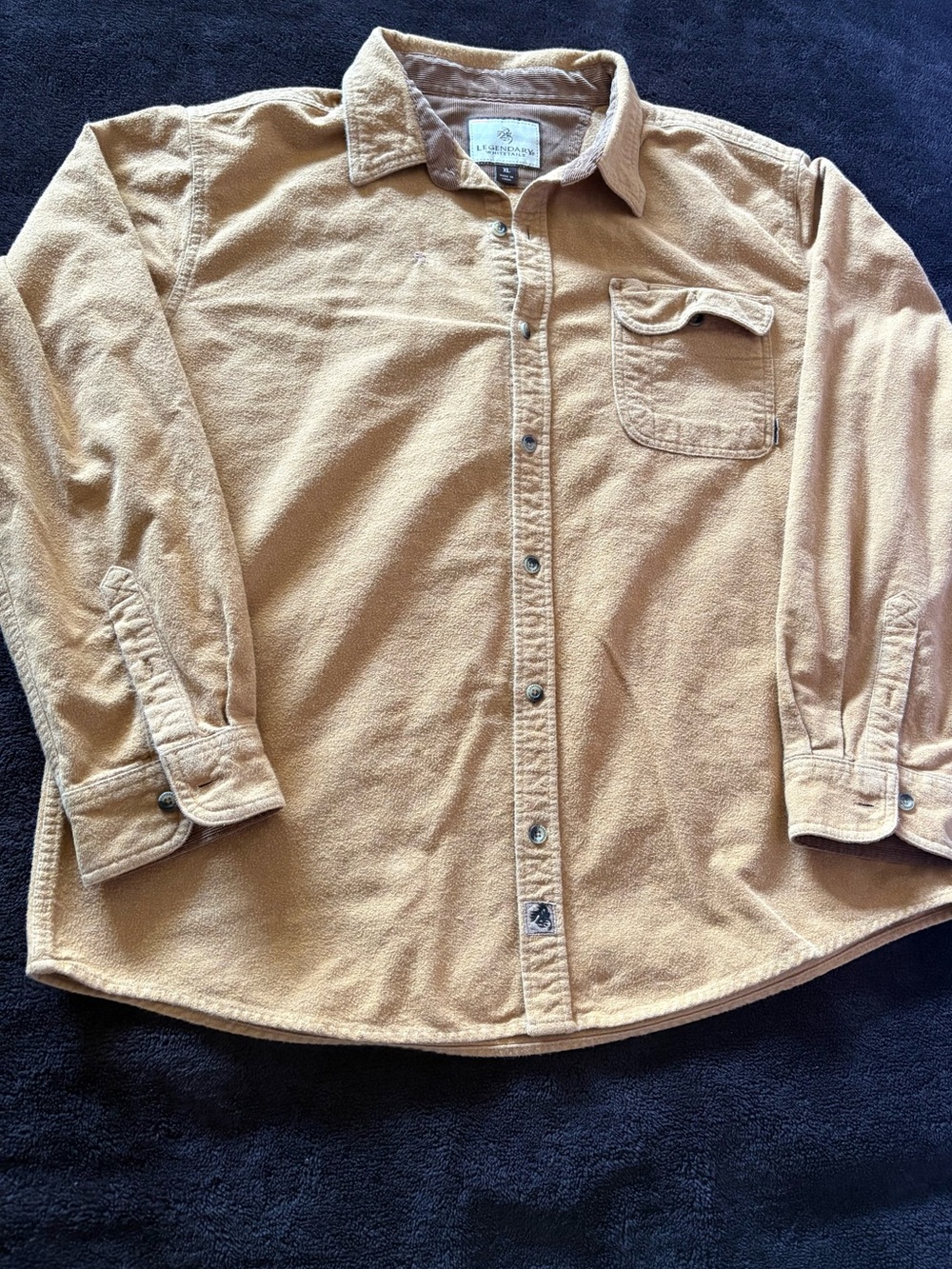Legendary Whitetails flannel like long sleeve tan button up shirt men’s XL